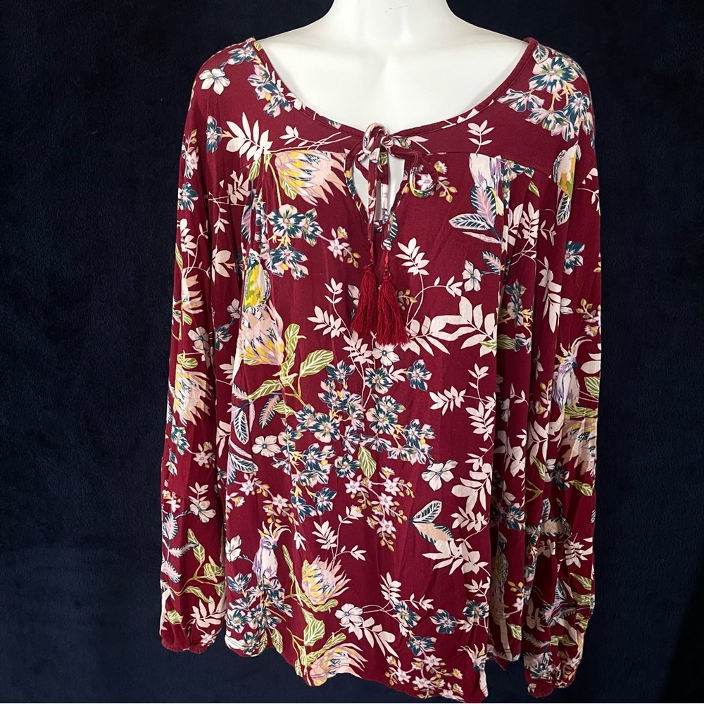 Simply Emma red long sleeve blouse size 3XL